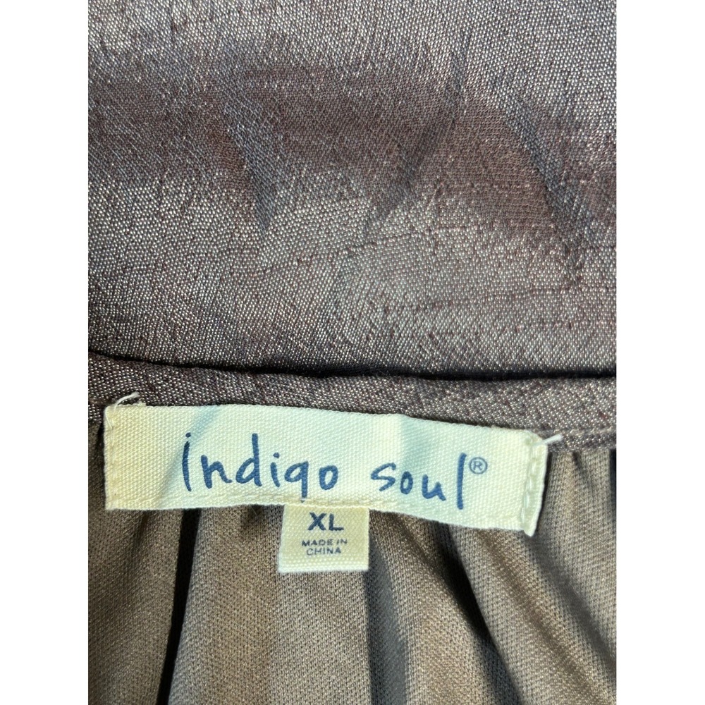 Indigo Soul Brown Ruffle Hem Tunic Top Boho Lagenlook XL - Picture 6 of 8